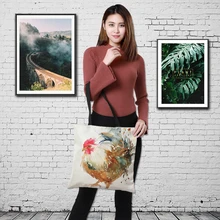 Индивидуальные милые женские сумки с принтом в полоску, льняные сумки для кошек, стильная сумка с принтом логотипа, повседневные дорожные пляжные сумки 43 см* 43 см