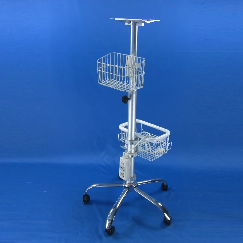 Medical trolley rollling stand manule lifter post with power outlet on