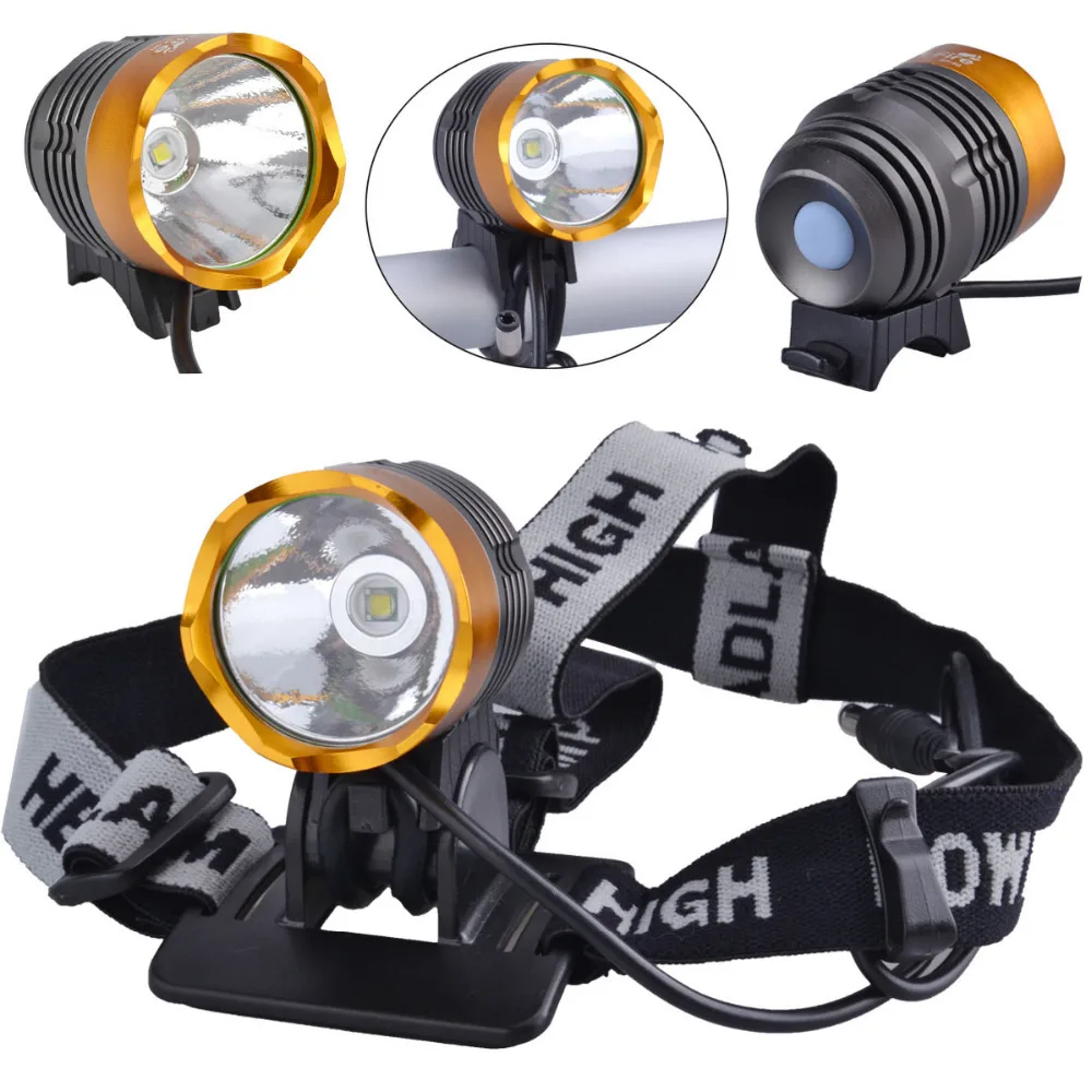 

SingFire SF-90 CREE XML T6 1000lm 4-Mode White Bicycle Headlamp - Golden + Deep Grey (4 x 18650)