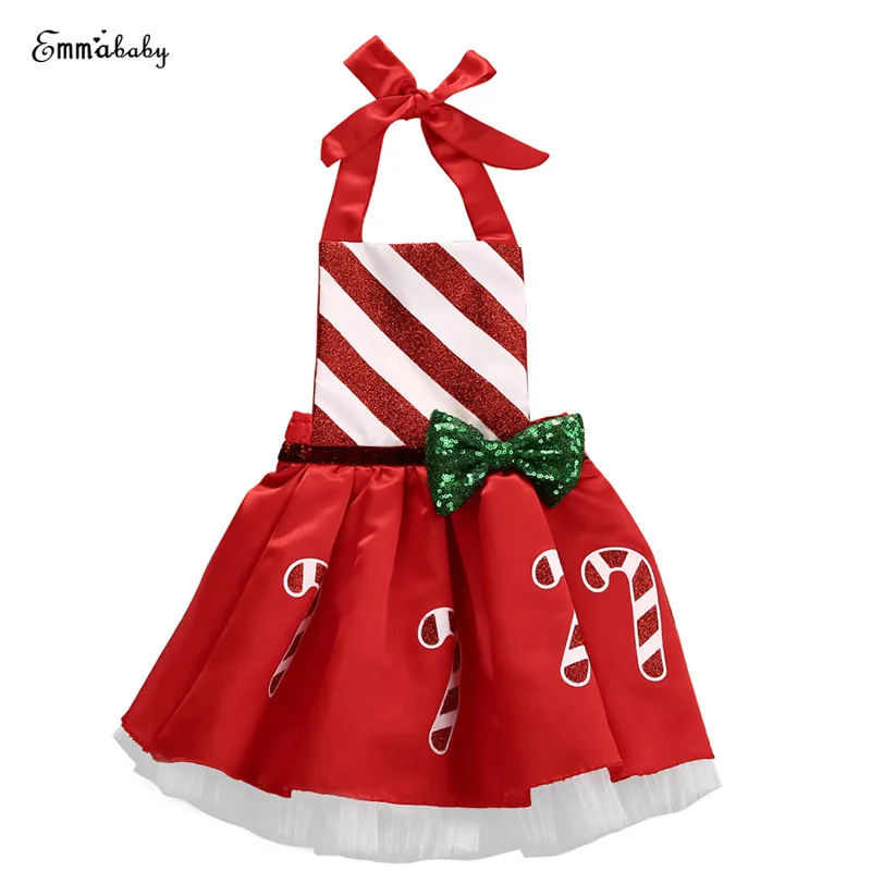

Christmas Newborn Baby Girl Sleeveless Backless Striped Cane Bow Princess Baby Dress Party Vestido Xmas Gift Clothes