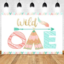 Wild One Backdrop Girl's 1st Tribal Teepee Birthday Party Photography Background Wild One Themed First Birthday Party Banner