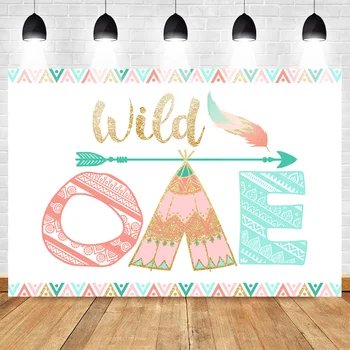 

Wild One Backdrop Girl's 1st Tribal Teepee Birthday Party Photography Background Wild One Themed First Birthday Party Banner
