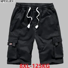 Летние мужские хлопковые шорты Карго с карманами для скейтборда большого размера плюс 6XL 7XL 8XL спортивные шорты в стиле сафари черные khakii