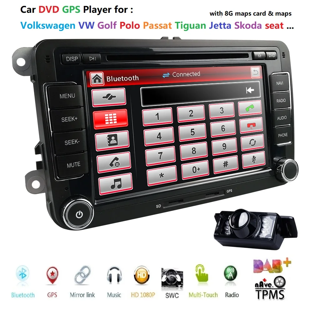 Sale 7inch 2Din Auto Radio Car DVD Player Gps Stereo for VW Volkswagen SKODA GOLF 5 Golf 6 POLO PASSAT B5 B6 JETTA TIGUAN NAVI CD SWC 3