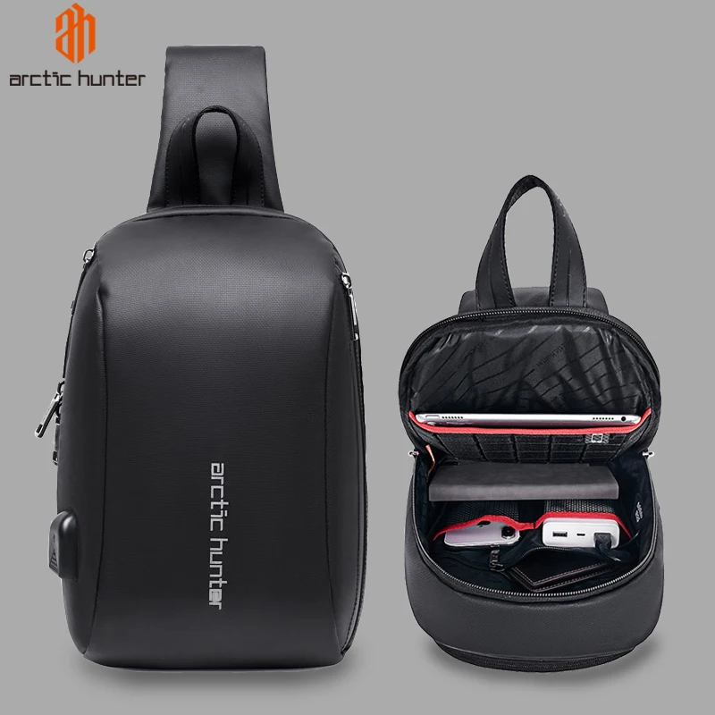 Arctic Hunter Heren Schouder Sling Bag Waterdichte Usb Crossbody Tassen  Voor Mannen Korte Trip Messenger Bag Borst Pakken Fit 9.7 \