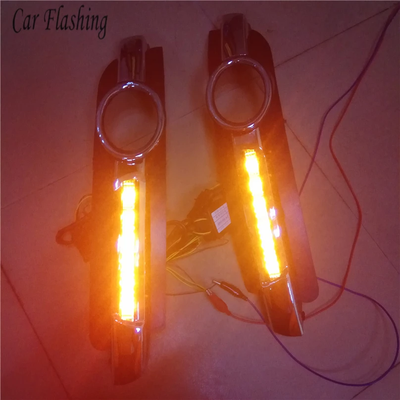

Car styling 2pcs For AUDI A6 C6 2005 2006 2007 2008 LED DRL Day time Running Lights Daylight yellow lamp DRL turn Signal light