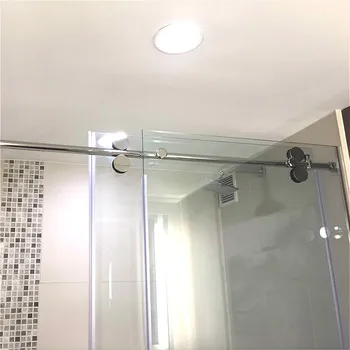 

6.6FT Chrome Polished Bypass Frameless Sliding Glass Shower Door Track Barn Shower Door Hardware Kit ( Round Handle)