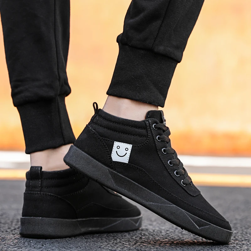 

LettBao 2018 New Fashion Male Vulcanized Shoes Men High Top Breathable Sneakers Men Shoes Sneakers Solid Color Sneakers Men