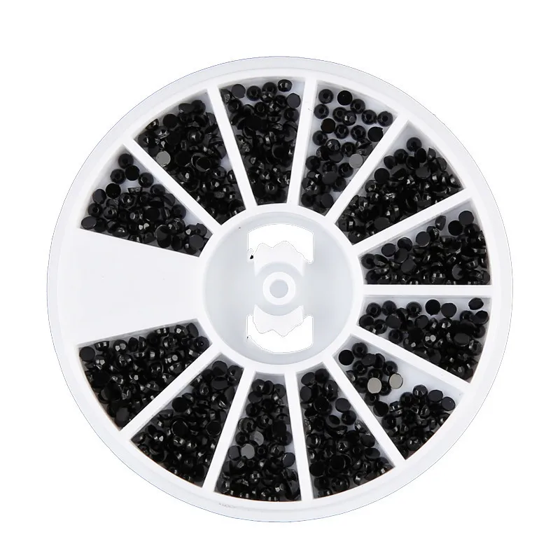 Artlalic 1 колесо смешанные размеры 3d-украшения для ногтей с черными камнями Стразы блестящие колеса принадлежности для ногтей