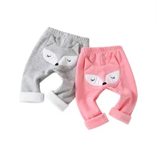 Детские штаны; плотные теплые детские штаны; зимняя одежда для маленьких мальчиков и девочек; теплые леггинсы с рисунком лисы; брюки