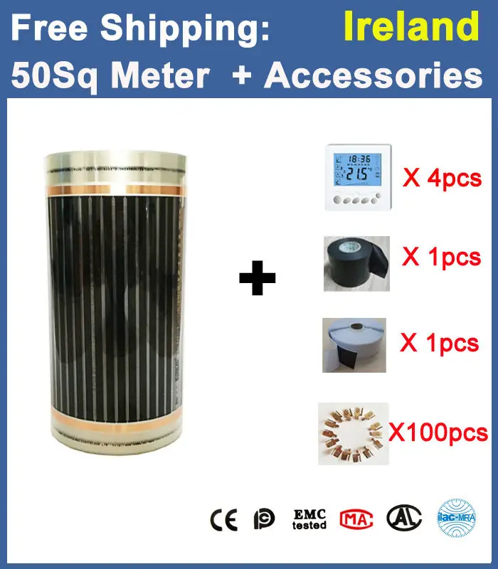 Free Shipping To Ireland AC220V 50m2 Electric Floor Heating film With Accessories, 220W, 0.5mx100m Infrared Radiant Heat Film Free Shipping To Ireland AC220V 50m2 Electric Floor Heating film With Accessories, 220W, 0.5mx100m Infrared Radiant Heat Film
