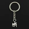 Fashion 30mm Key Ring Metal Key Chain Keychain Jewelry Antique Bronze Silver Color Plated Dog Pug Bulldog 17x13mm Pendant ► Photo 1/5