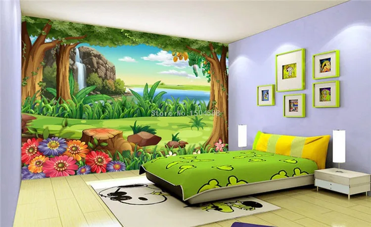 3D обои дети мультфильм лес пейзаж фото настенные фрески дети спальня фон стены домашний декор Papel де Parede Infantil