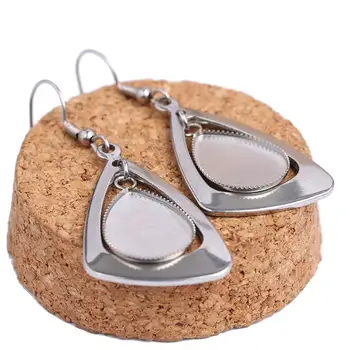 

reidgaller 3pairs fit 13x18mm teardrop cabochon earring bezel settings diy stainless steel cameo base blanks for earrings making