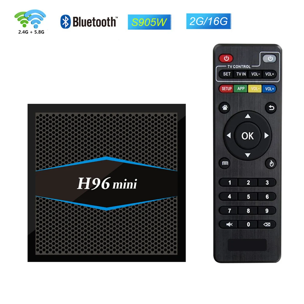 

2GB 16GB Android 7.1 Smart TV Box H96 MINI 2.4G/5G Wifi Bluetooth 4.0 Amlogic S905W Quad Core 4K HD Media Player H96mini PK X96