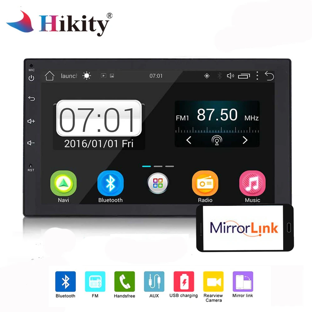 

Hikity 7" MP5 Multimedia Player Touch Screen GPS Navigation Autoradio Car radio Android FM USB Bluetooth Wifi Mirrorlink