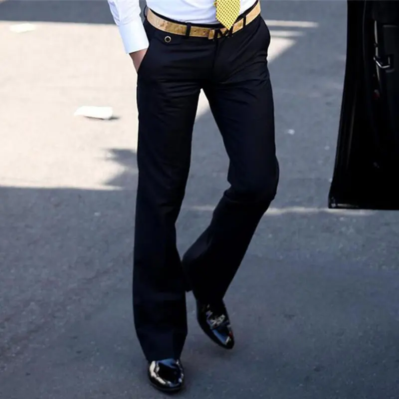 

2019 Spring and Summer New Micro bell pants male Slim Korean version of Navy blue feet pants British free trousers Size 28-37