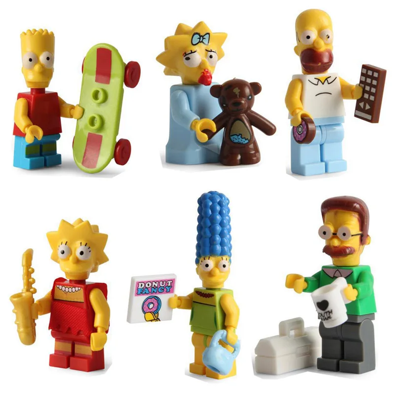 Small Simpsons Family figures Homer Marge Bart Lisa Maggie Building