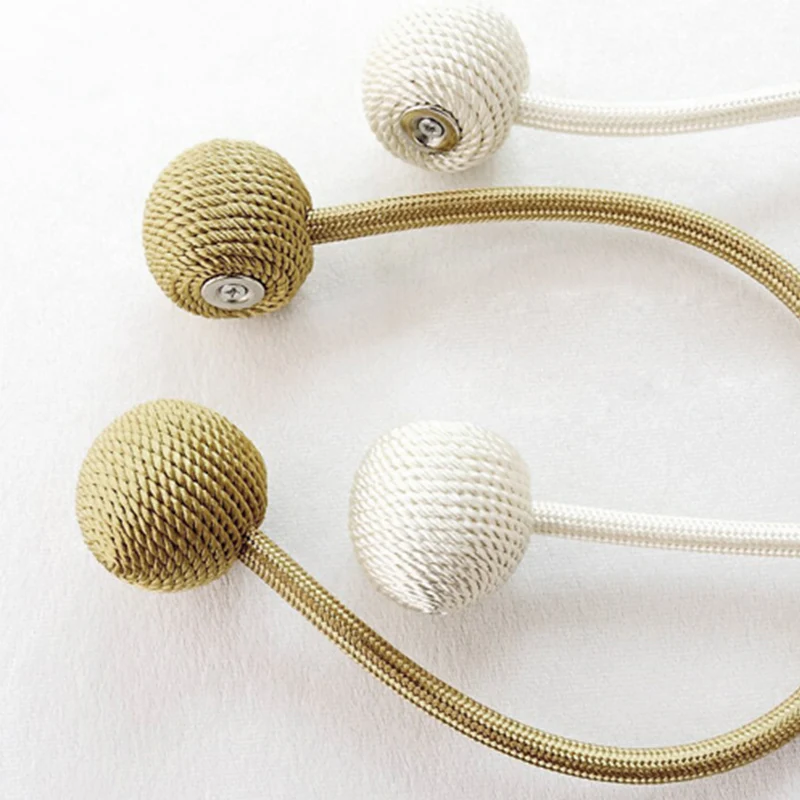 European Style Magnetic Woven Texture Curtain Tieback Convenient Drape Tie Backs Decorative Blackout Holdback for Window Decor