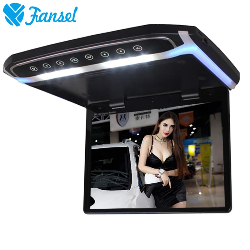 

Fansel 15.6 Inch Car Roof Mount Monitor Flip Down TFT LCD Player Support 1080P USB FM HDMI SD Touch Button Ceiling MP5 Player