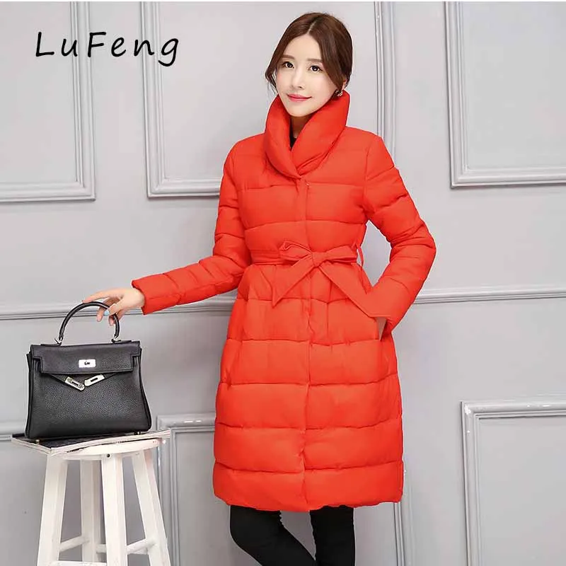 

A-line Long Bow Parka Coat Winter Jacket Women 2016 Casaco Manteau Femme Camperas Abrigos Mujer Jaquetas Feminina LF196-621