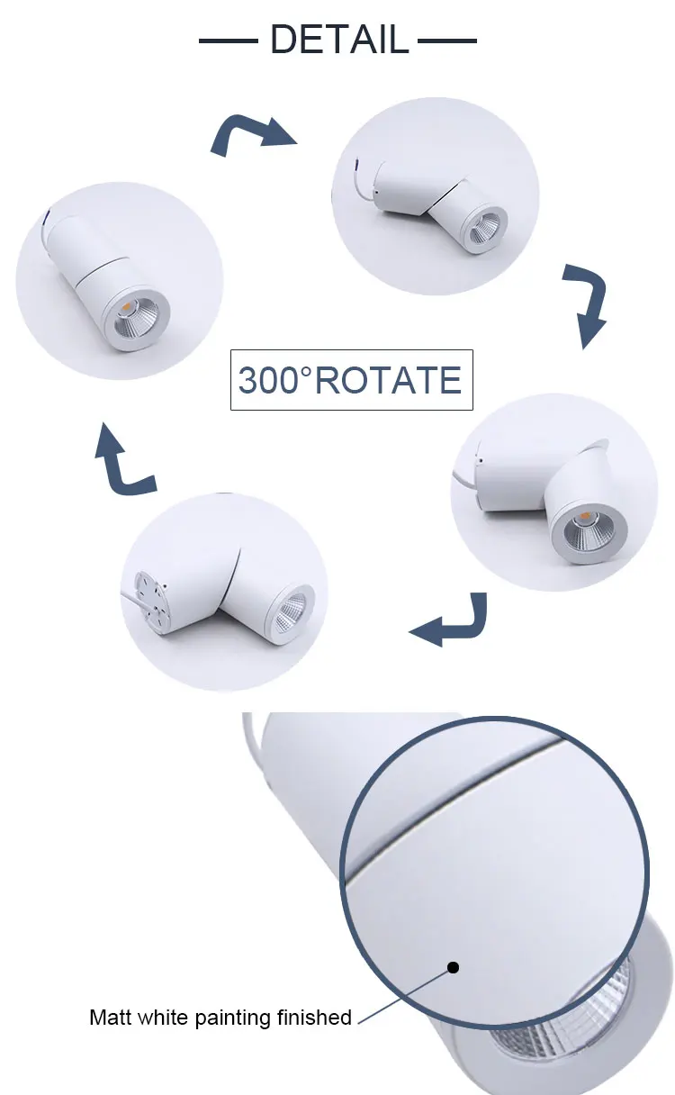 Rotatable Ceiling Surface Mounted, Aluminum Cylinder Led Ceiling Lights 7W,10W ,15W White Housing Factory Price