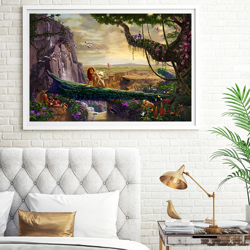 

William Thomas Kinkade Painting The Lion King Posters And Prints Decorative Wall Art Pictures For Living Children Bedroom Decor