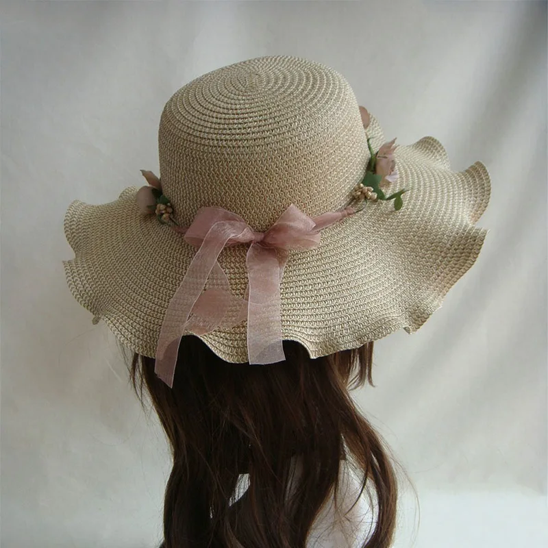 2018 Girls Summer New Hats New Straw Baby Sun Hat With Flowers Kids