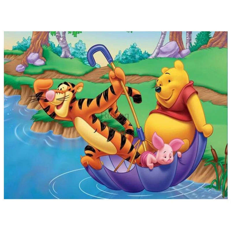 

diamond painting Cartoon Winnie the Pooh and Tigger cross stitch diamond mosaic embroidery full square Wall decoration poster