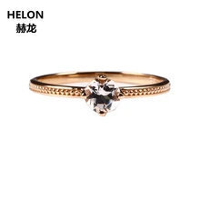 Solid 14k Rose Gold Wedding Ring 4.5MM Round Cut Natural Morganite Engagement Ring for Women Millgrain Fine Jewelry Romantic Solid 14k Rose Gold Wedding Ring 4.5MM Round Cut Natural Morganite Engagement Ring for Women Millgrain Fine Jewelry Romantic