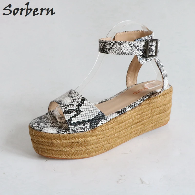 snakeskin sandals wedge