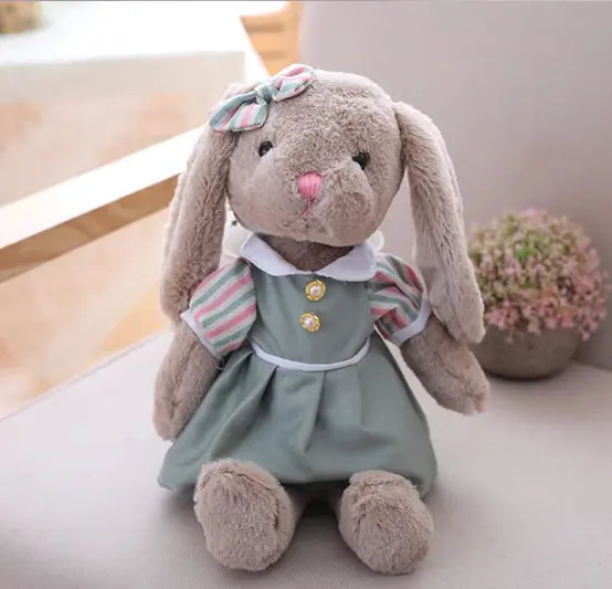 Милый серый кролик, плюшевая игрушка, кролик с юбкой, кукла, мягкая, мультфильм, животные, кукла, высокое качество, дети, девочки, подарок на день рождения - Цвет: green