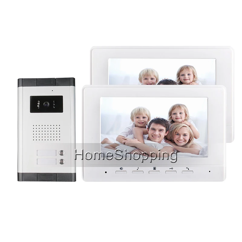 

Fress Shipping 7" Color Screen Video Door Phone Intercom System + 2 Monitor + 1 Doorbell Camera for 2 House Family FREE SHIPPING