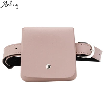 

Aelicy Women Summer Mini Waist Bag Outdoor Sports Solid Small Square Chest Bag Fashion PU Leather Hasp Messenger Bag Hot Sales