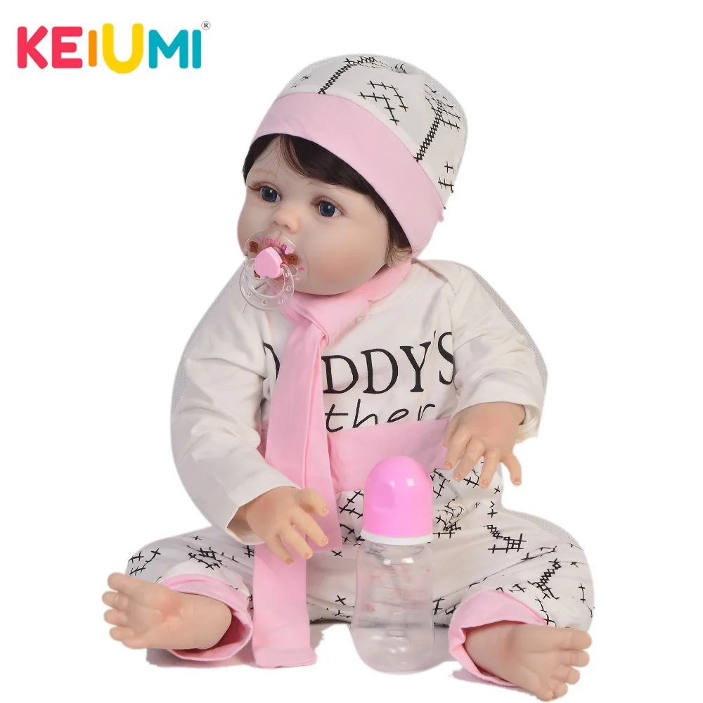

KEIUMI 57 cm Alive Reborn Baby Girl Dolls Full Silicone Vinyl Body Newborn Princess Boneca Reborn Toys For Children's Day Gifts