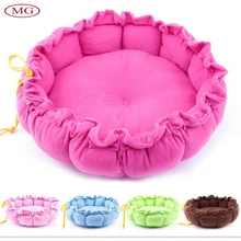 Solid Round Shape Pumpkin Pet Cushion Drawstring Design Warm Cozy Velvet Pet Bed for Small Cat Puppy Dog