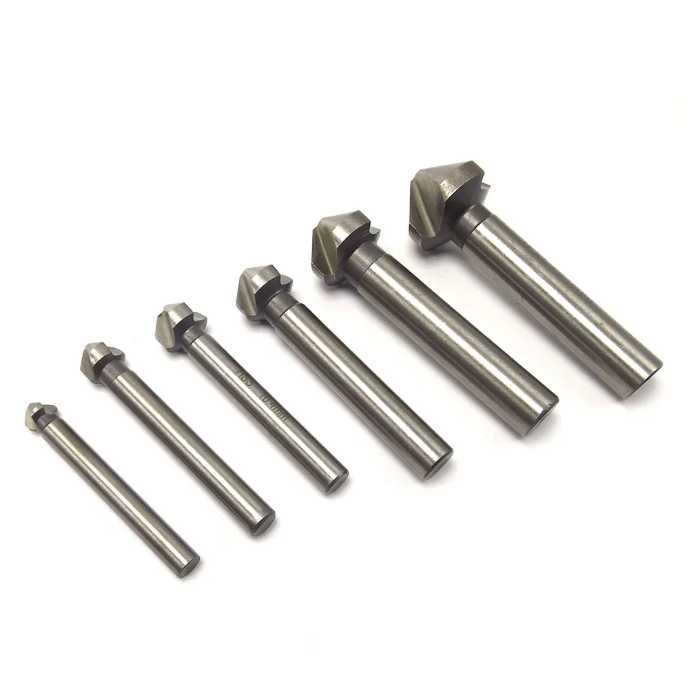 

1PCS Three Blade Round Shank Chamfer Countersink Set 3 Flute HSS4241 Chamfering Bit Set Chamfering Cutter wood manual hand drill