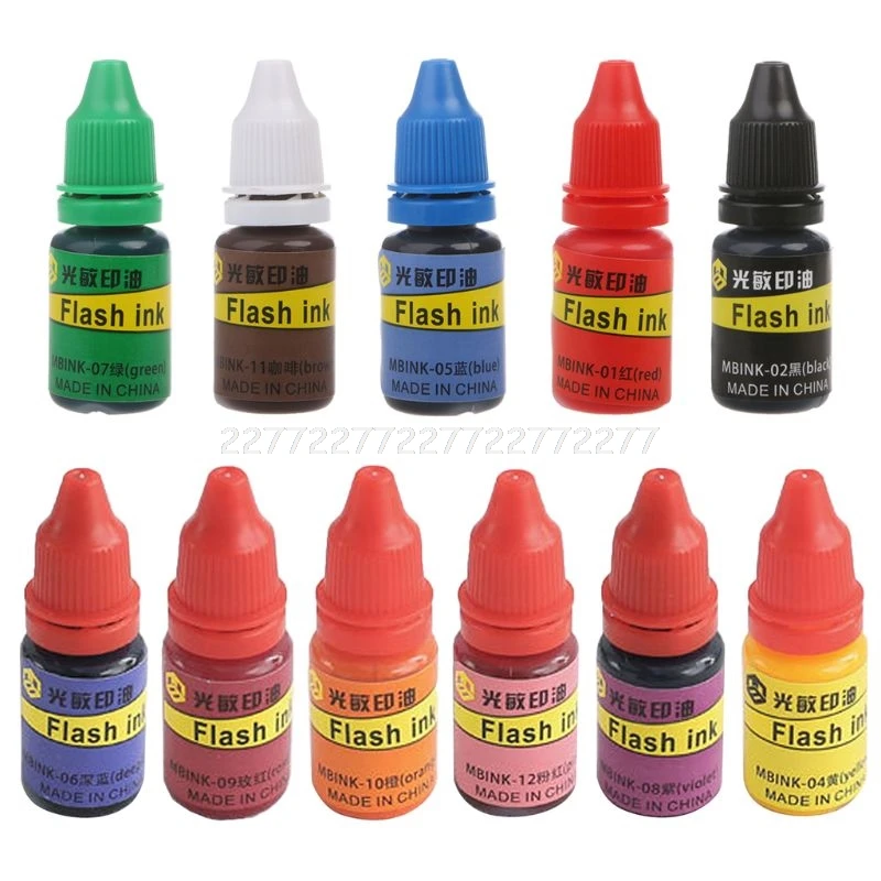 

10ml Flash Refill Ink For Photosensitive Seal Stamp Oil Stamping Machine DIY tool accessories A18 19 Dropship
