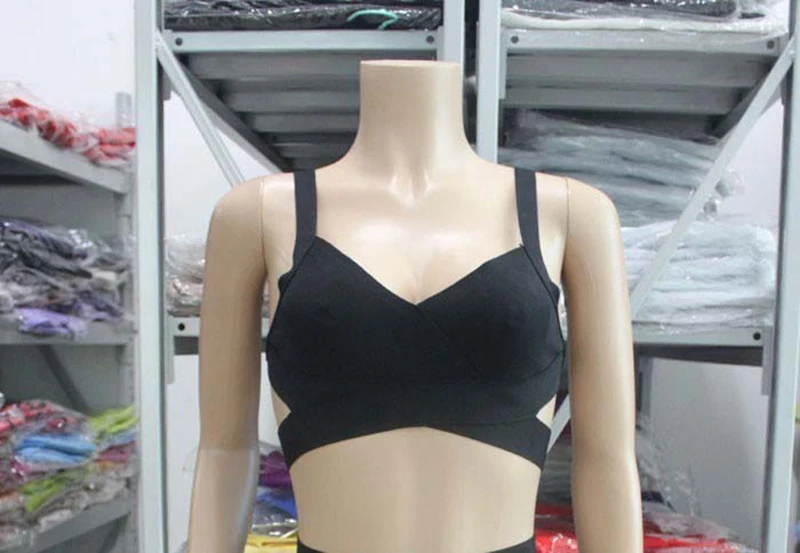 2019 new arrivals womens elastic bandage crop top spaghetti strap busty solid candy color v-neck hot sale  EV1529