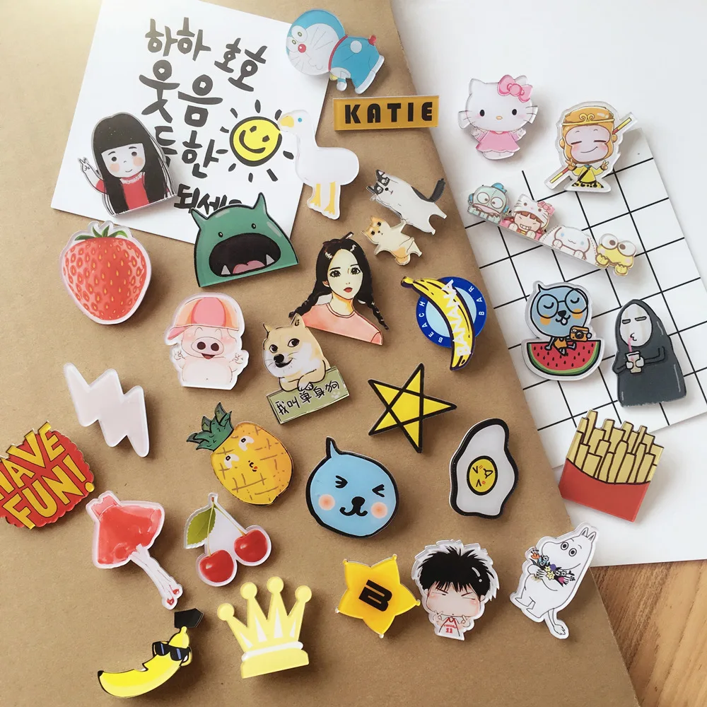 1PC Retail Lovely Cartoon Acrylic Badge Smallball Japanese Day Harajuku Soft Sister Brooch