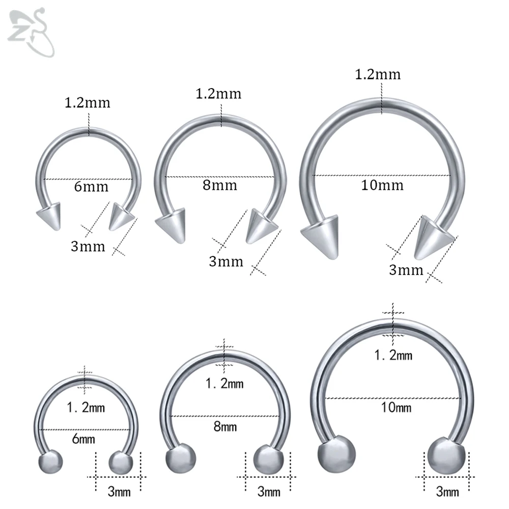 Nose Ring Spike 5 Pcs/lot Stainless Steel For Women Men Septum Rings Helix Ear Piercing Body Piercing Jewelry nose rings piercing jewelry ear piercing jewelry body piercing jewelry body jewelry