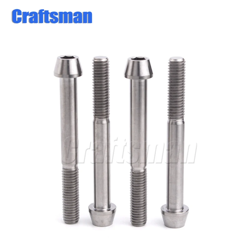 4Pcs M8X70mm Titanium Ti Bolts M8X70 Allen Key Taper Head Screw for