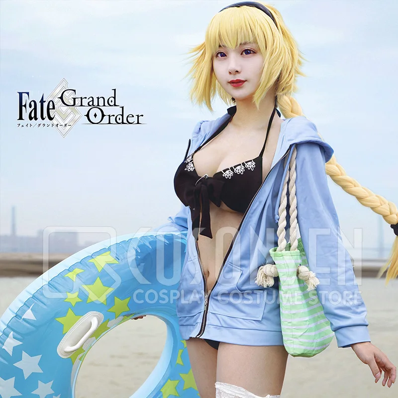 

FGO Fate/Grand заказ, косплей-костюм жанн д 'Арк, полный комплект, летняя спираль, 1 костюм для косплея ONSEN