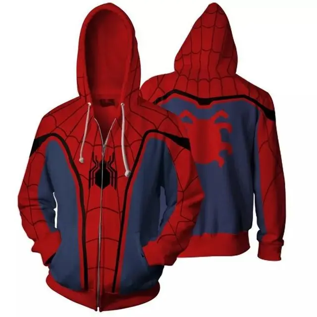 Новинка года, косплей из фильма «Человек-паук: вдали от дома», толстовки для взрослых с 3D принтом, костюм Питера Паркера «Человек-паук», топы супергероев - Цвет: Красный