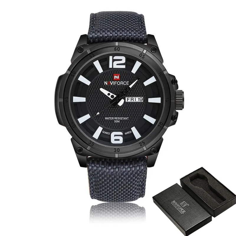 NAVIFORCE мужские часы с датой недели, спортивные мужские часы, Топ бренд, Роскошные военные армейские деловые нейлоновые кварцевые мужские часы, подарок 9066 - Цвет: NA906601 with box
