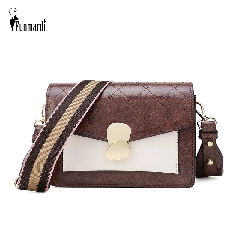 

FUNMARDI Fashion Panelled Women's Bag Crossbody Flap Small Bag For Women 2019 Shoulder Bag PU Leather Messenger Bags WLHB1869
