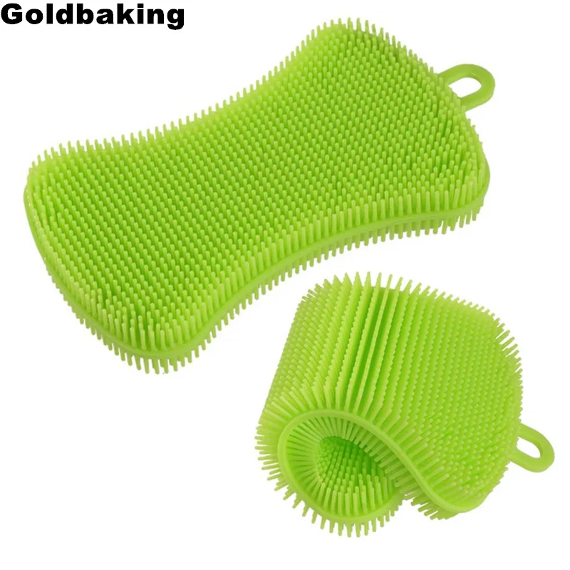 

Silicone Dish Sponge Multi-purpose Silicone Sponge Food Grade Kitchen Washing Brush Scrubber Magic Household Cleaning Sponges