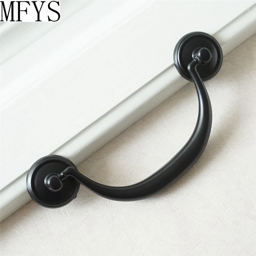 4 25 Black Drawer Pulls Handles Drop Bail Retro Dresser Pull