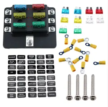 

6 Circuit LED Fuse Block Fuse Box with screw terminal with accessories and kits for Car Boat Marine Trike
