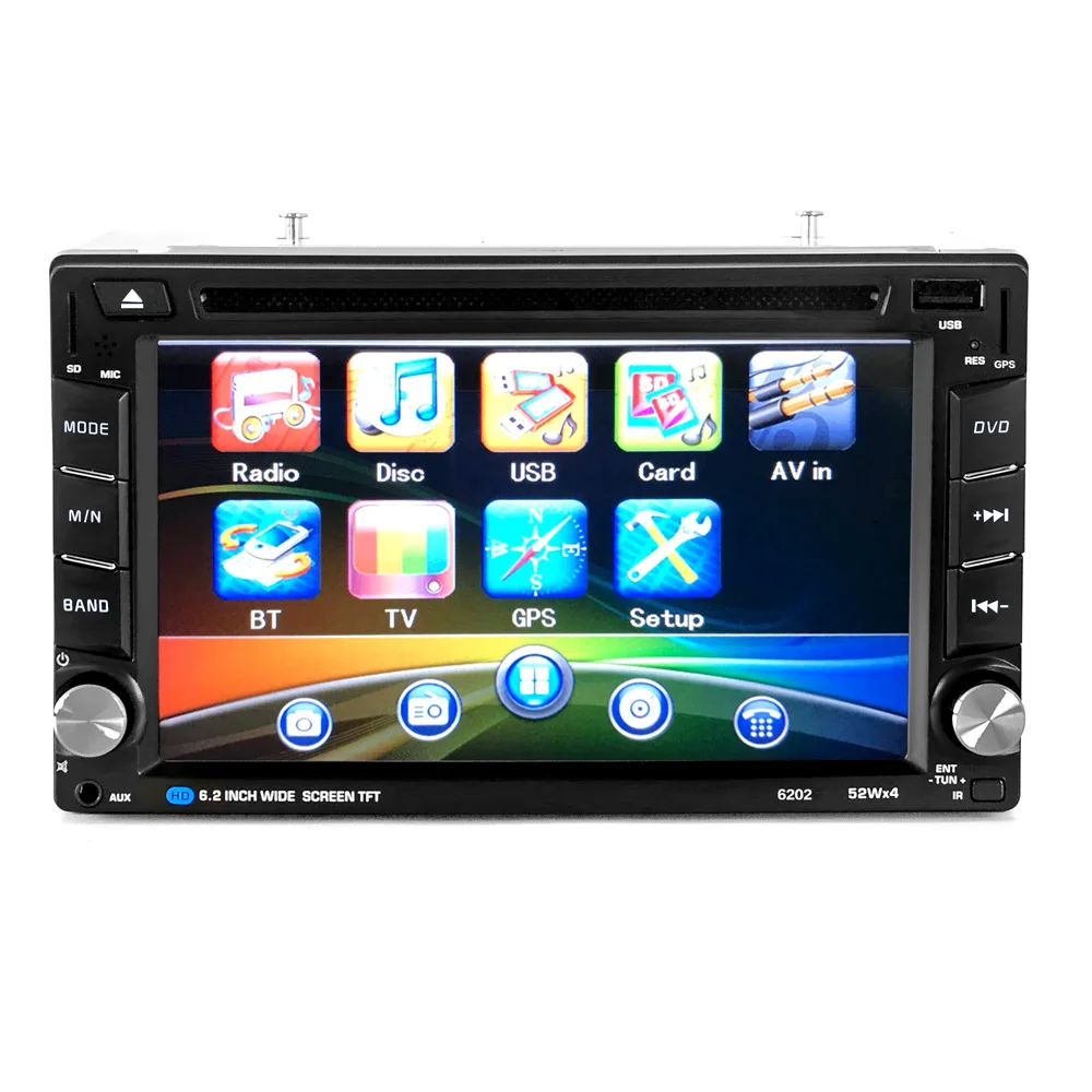 

Universal 6.2 inch 2 Din Car Bluetooth Touchscreen CD DVD Player Stereo MP3 AUX FM Radio USB SD Multimedia Player Host